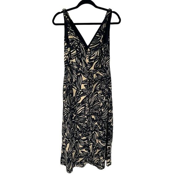 Gap Designed Crafted Womens Tan Black Botanical Leaf Maxi Cotton Sundress Size 2 - Picture 1 of 7